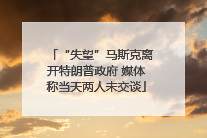 “失望”马斯克离开特朗普政府 媒体称当天两人未交谈