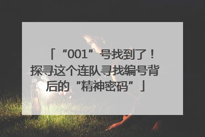 “001”号找到了！探寻这个连队寻找编号背后的“精神密码”