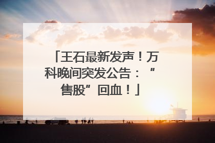 王石最新发声！万科晚间突发公告：“售股”回血！
