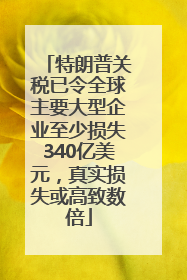 特朗普关税已令全球主要大型企业至少损失340亿美元，真实损失或高致数倍