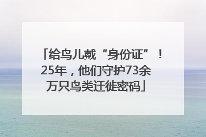给鸟儿戴“身份证”！25年，他们守护73余万只鸟类迁徙密码