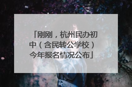 刚刚，杭州民办初中（含民转公学校）今年报名情况公布