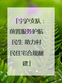 宁沪支队：前置服务护航民生 助力村民住宅合规翻建