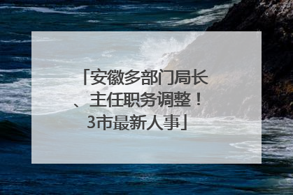 安徽多部门局长、主任职务调整！3市最新人事