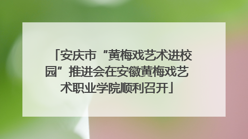 安庆市“黄梅戏艺术进校园”推进会在安徽黄梅戏艺术职业学院顺利召开