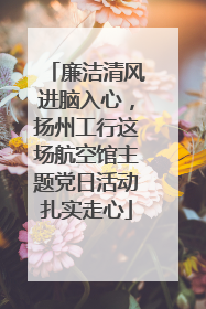 廉洁清风进脑入心，扬州工行这场航空馆主题党日活动扎实走心