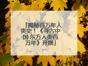 揭秘百万年人类史！《寻古中国·东方人类百万年》开播