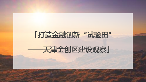 打造金融创新“试验田”——天津金创区建设观察