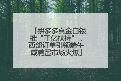 拼多多真金白银推“千亿扶持”，西部订单引领端午咸鸭蛋市场火爆