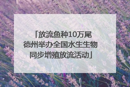 放流鱼种10万尾 德州举办全国水生生物同步增殖放流活动