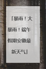 暴雨！大暴雨！端午假期安徽最新天气