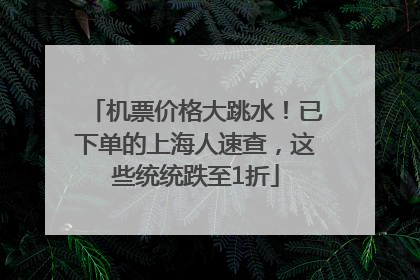 机票价格大跳水！已下单的上海人速查，这些统统跌至1折
