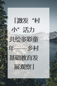 激发“村小”活力 共绘多彩童年——乡村基础教育发展观察