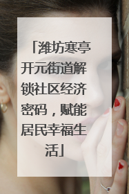 潍坊寒亭开元街道解锁社区经济密码，赋能居民幸福生活