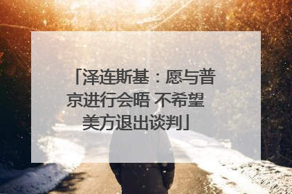 泽连斯基：愿与普京进行会晤 不希望美方退出谈判