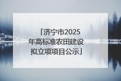 济宁市2025年高标准农田建设拟立项项目公示