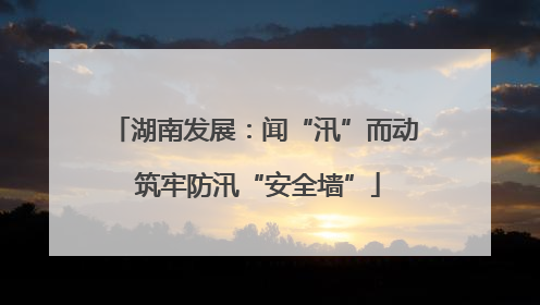 湖南发展：闻“汛”而动 筑牢防汛“安全墙”