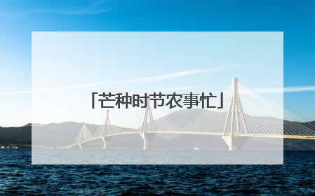 芒种时节农事忙