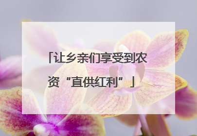 让乡亲们享受到农资“直供红利”