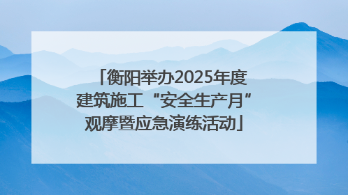 衡阳举办2025年度建筑施工“安全生产月”观摩暨应急演练活动