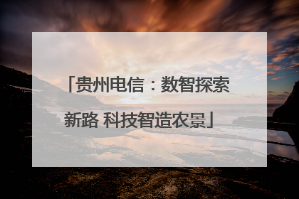贵州电信：数智探索新路 科技智造农景