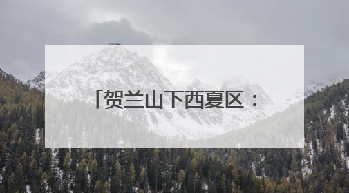 贺兰山下西夏区：执“生态之笔” 书写“绿色答卷”