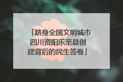 跻身全国文明城市 四川资阳乐至县创建背后的民生答卷