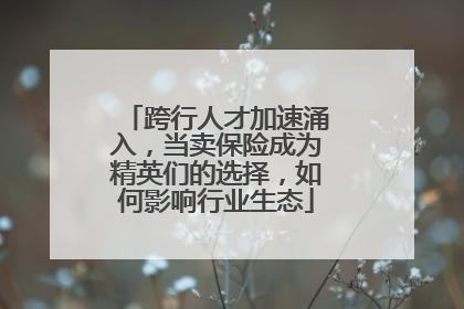 跨行人才加速涌入，当卖保险成为精英们的选择，如何影响行业生态