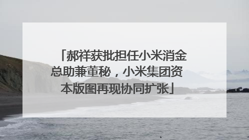郝祥获批担任小米消金总助兼董秘，小米集团资本版图再现协同扩张