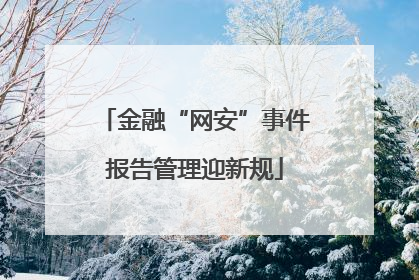 金融“网安”事件报告管理迎新规