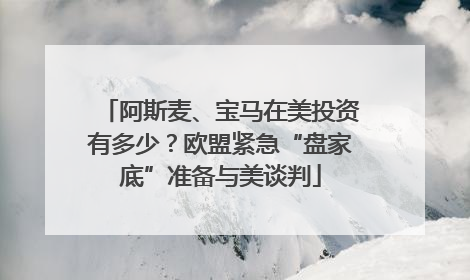 阿斯麦、宝马在美投资有多少？欧盟紧急“盘家底”准备与美谈判