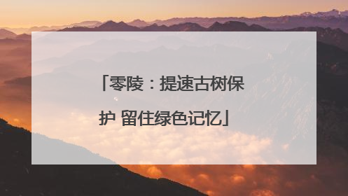 零陵：提速古树保护 留住绿色记忆