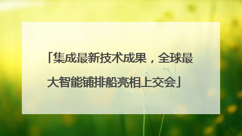 集成最新技术成果，全球最大智能铺排船亮相上交会