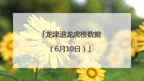 龙津退龙虎榜数据（6月10日）