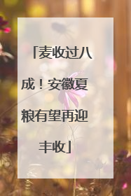 麦收过八成！安徽夏粮有望再迎丰收