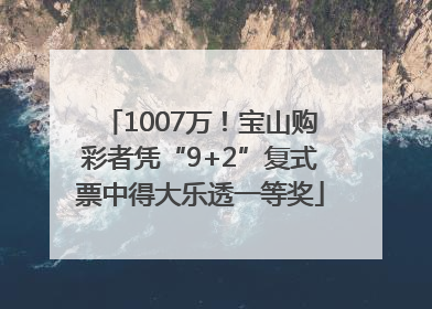 1007万！宝山购彩者凭“9+2”复式票中得大乐透一等奖